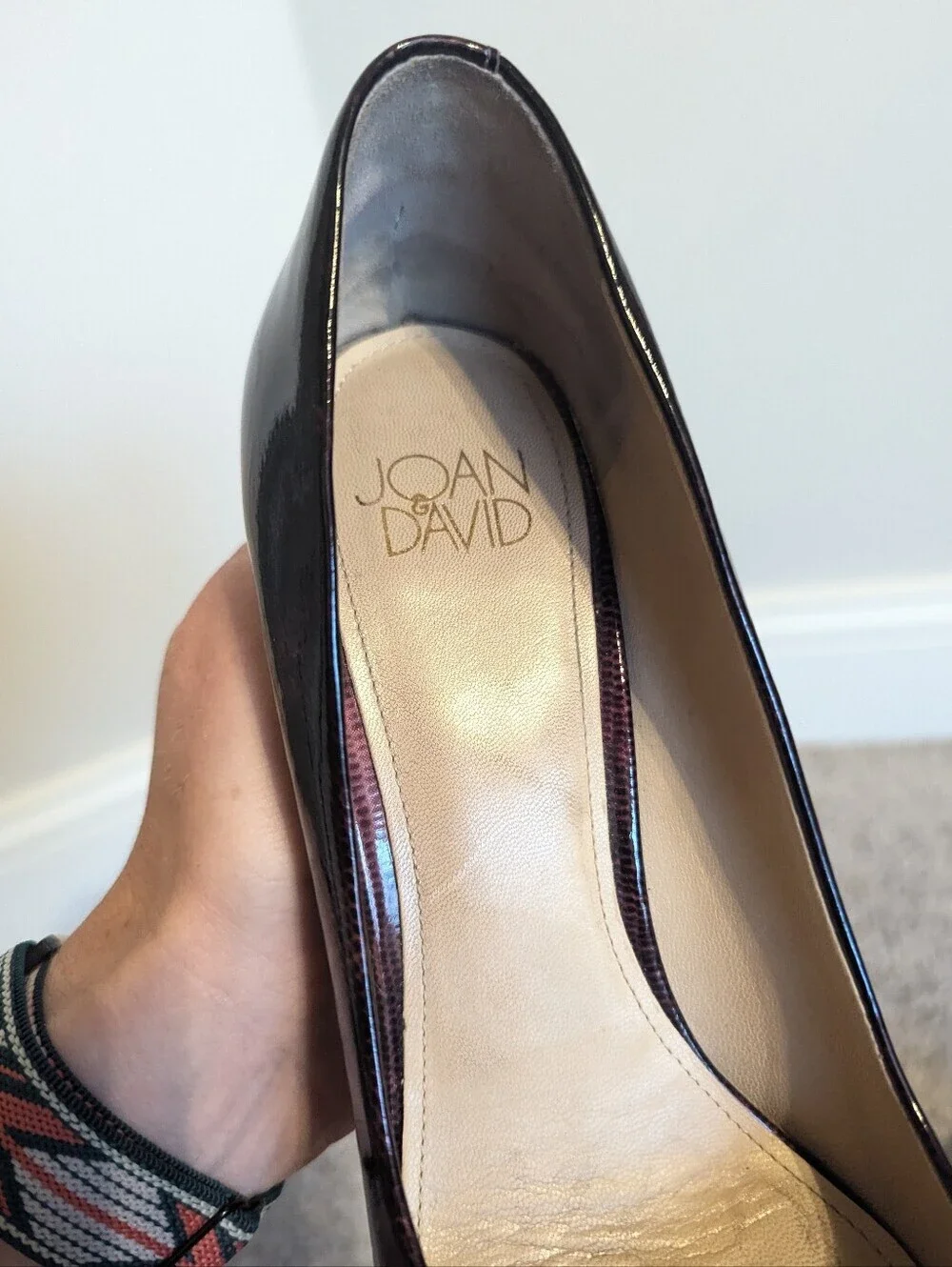 Joan & David Purple Patent Leather Platform Stiletto Heels Corporate Goth sz 7.5